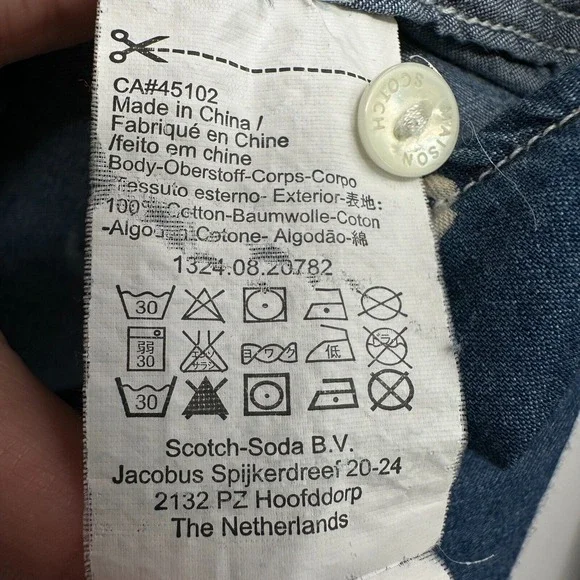 Maison Scotch Top Shirt Blouse Size 3‎ Large Blue Denim Long Sleeve Button Up - Picture 15 of 16